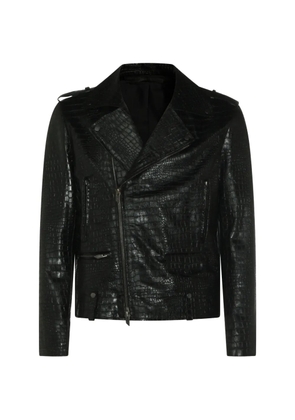 Salvatore Santoro crocodile-effect leather jacket - Black