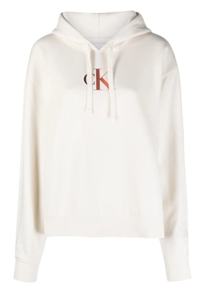 Calvin Klein Jeans monogram-print drawstring hoodie - Neutrals