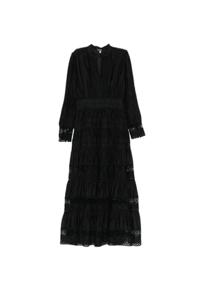 Cenere GB lace-trim tiered maxi dress - Black