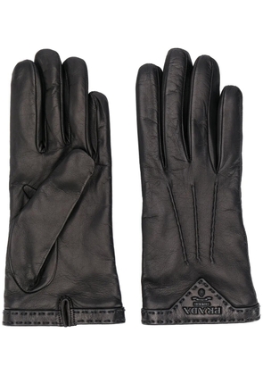 Prada stitched logo plaque gloves - Black