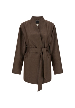 Kiton belted shawl-collar jacket - Brown