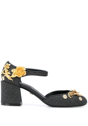 Dolce & Gabbana embroidered Vally ankle strap pumps - Black