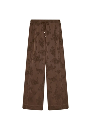 GANNI floral-jacquard drawstring-waist trousers - Brown