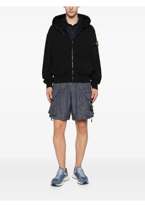 Stone Island logo-patch zip-up hoodie - Black