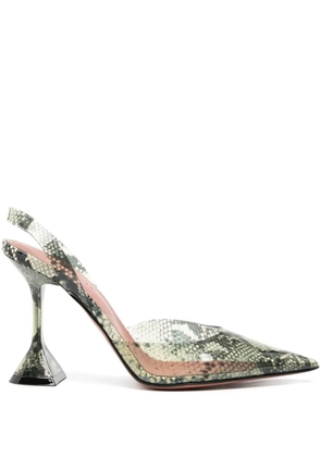 Amina Muaddi Holli Glass 95mm snakeskin-effect pumps - Neutrals