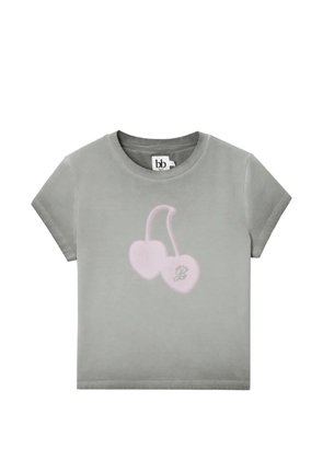 b+ab cherry-print crystal-embellished T-shirt - Grey