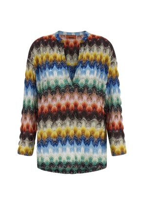 Missoni lamé raschel-knit blouse - Blue