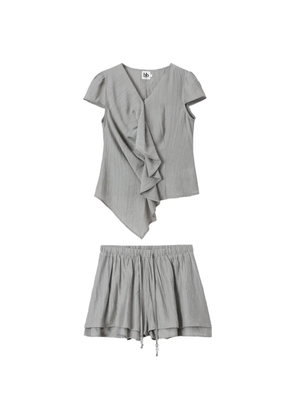 b+ab ruffled-detail short set - Grey