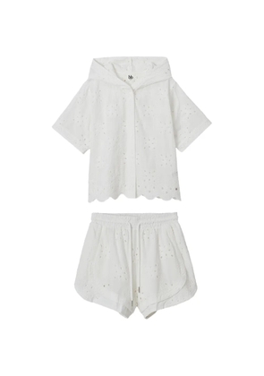b+ab broderie-anglaise hooded shirt and shorts set - White