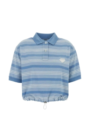 Prada embroidered striped polo shirt - Blue