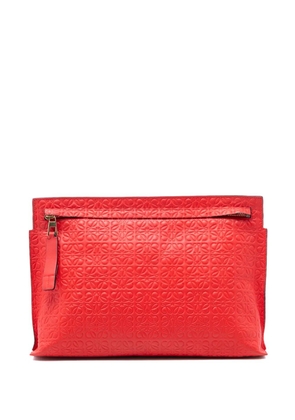 Loewe Pre-Owned 2017 Embossed Anagram Leather Repeat T clutch bag - Red