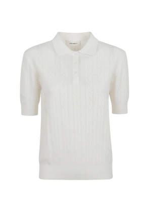 Lisa Yang pointelle-knit polo top - White