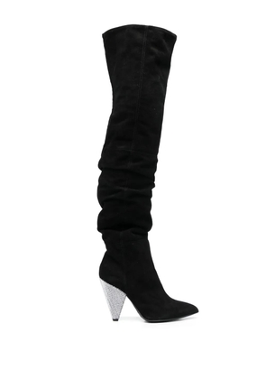 Philipp Plein ruched 120mm knee-high boots - Black