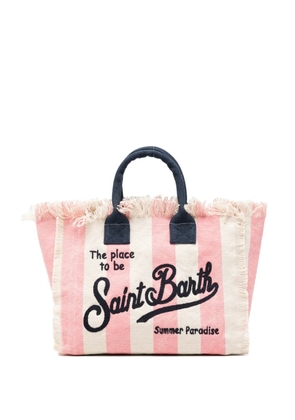 MC2 Saint Barth stripe-pattern frayed tote bag - Pink