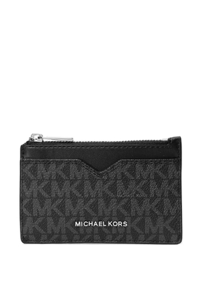 Michael Kors monogram-pattern notched cardholder - Black
