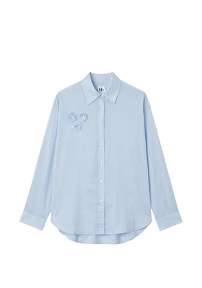 b+ab floral-appliqué striped shirt - Blue