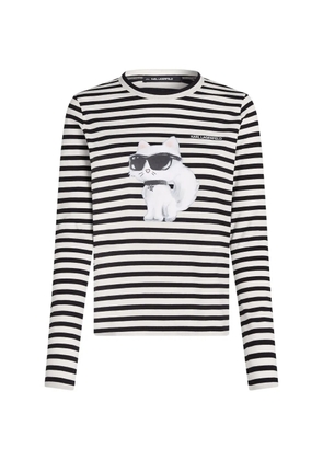 Karl Lagerfeld Ikon Choupette striped top - White