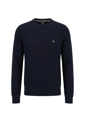 BOSS ribbed-knit logo-plaque sweater - Blue
