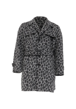Saint Laurent Pre-Owned leopard-print belted coat - Grey