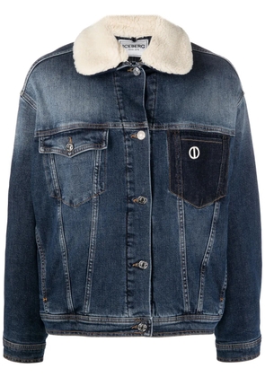 Iceberg faux-shearling collar denim jacket - 6001 DENIM BLUE