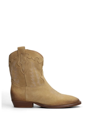 Gisel Moire Malawi Desert suede texan ankle boots - Neutrals