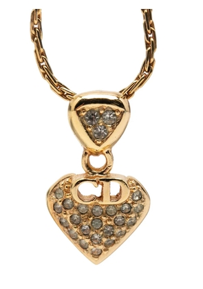 Christian Dior Pre-Owned 20th Century Gold Plated Strass CD Logo Heart Pendant Necklace costume necklace