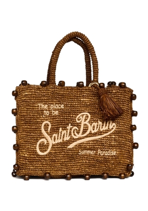MC2 Saint Barth Colette bead-embellished raffia tote bag - Brown