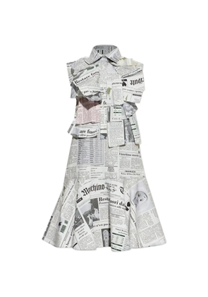 Moschino newspaper-print ruffled mini dress - White