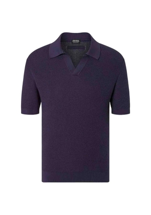 Zegna waffle-knit V-neck T-shirt - Purple