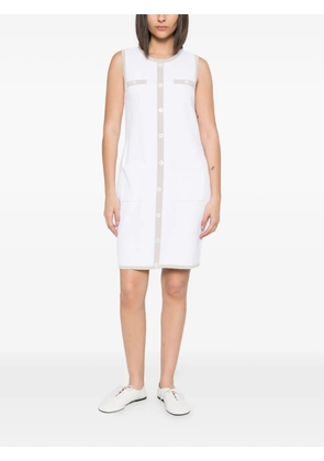 anne claire contrast-trim buttoned mini dress - White