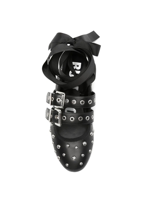 Buffalo Daphne stud-embellished buckled ballet flats - Black