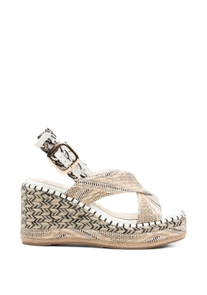 CAFèNOIR woven crossover espadrilles - Neutrals