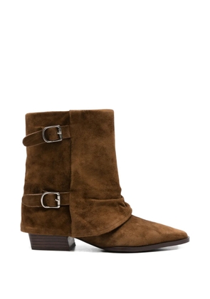 SERGIO MORETTI FIRENZE buckle-strap slouchy ankle boots - Brown
