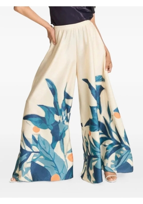 DIARRABLU Jant botanical-print palazzo trousers - Neutrals