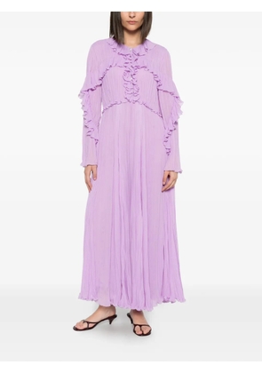 Alberta Ferretti ruffled pleated maxi dress - Purple