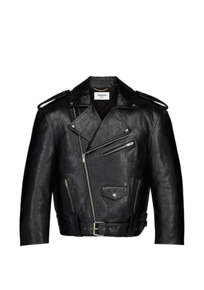 Saint Laurent belted leather jacket - Black