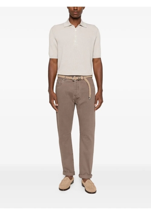 Brunello Cucinelli ribbed-knit polo shirt - Neutrals