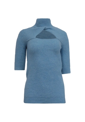 GANNI 2022 fine-knit cut-out sweater - Blue