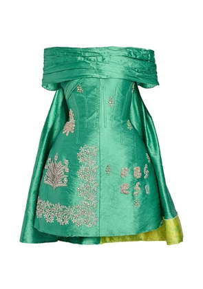 ERDEM embellished off-the-shoulder mini dress - Green