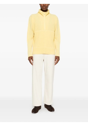 Homme Plissé Issey Miyake pleated half-zip T-shirt - Yellow