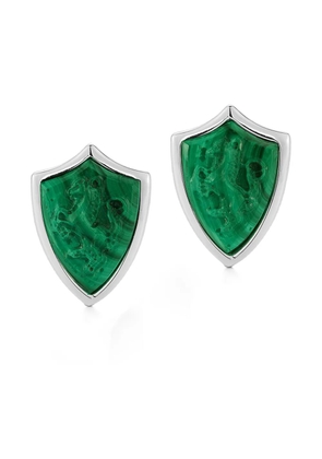 Mateo malachite shield cufflinks - Silver
