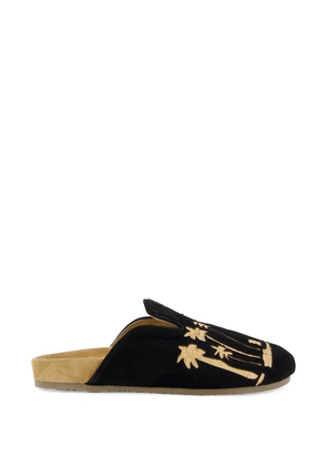 Baziszt Sid palm-tree suede slippers - Black