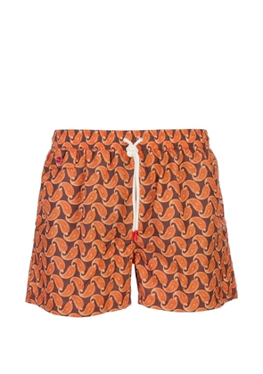 Kiton paisley-print swim shorts - Brown