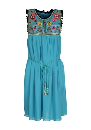Matthew Williamson floral-embroidery dress - Blue