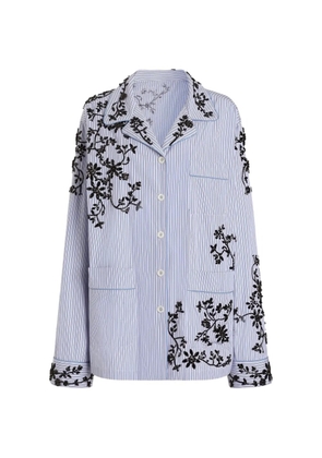 Dolce & Gabbana cotton vanity shirt with flowers embroidery - Blue