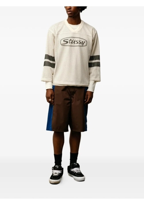 Stüssy logo-print mesh T-shirt - Neutrals