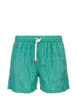 Kiton crosshatch-texture drawstring swim shorts - Green