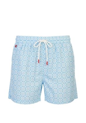 Kiton floral-print swim shorts - Blue