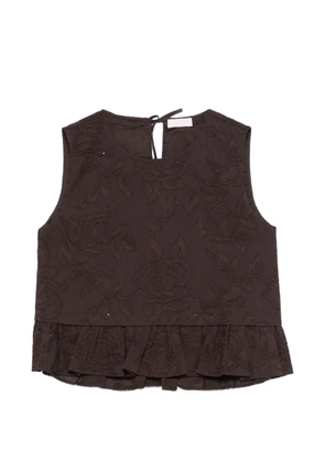 LIU JO sequin-embellished embroidered top - Brown
