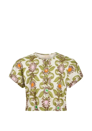 Marie Oliver Jaylen floral-print cropped top - Neutrals